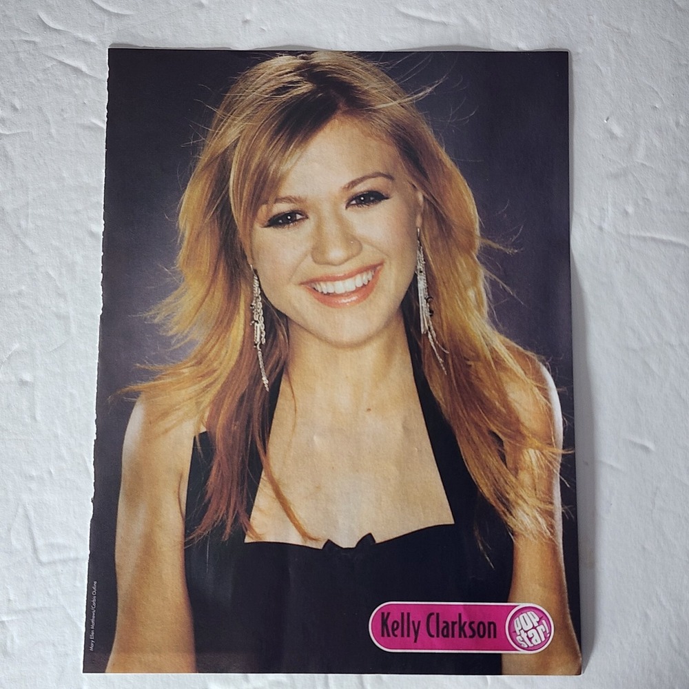 Kelly Clarkson Ryan Cabrera facsimile autograph pinup vtg clipping 2005 8x10.5